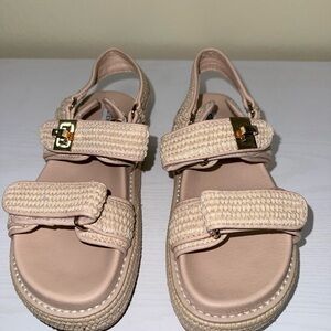 Steve Madden Cream Woven Strap Sandals